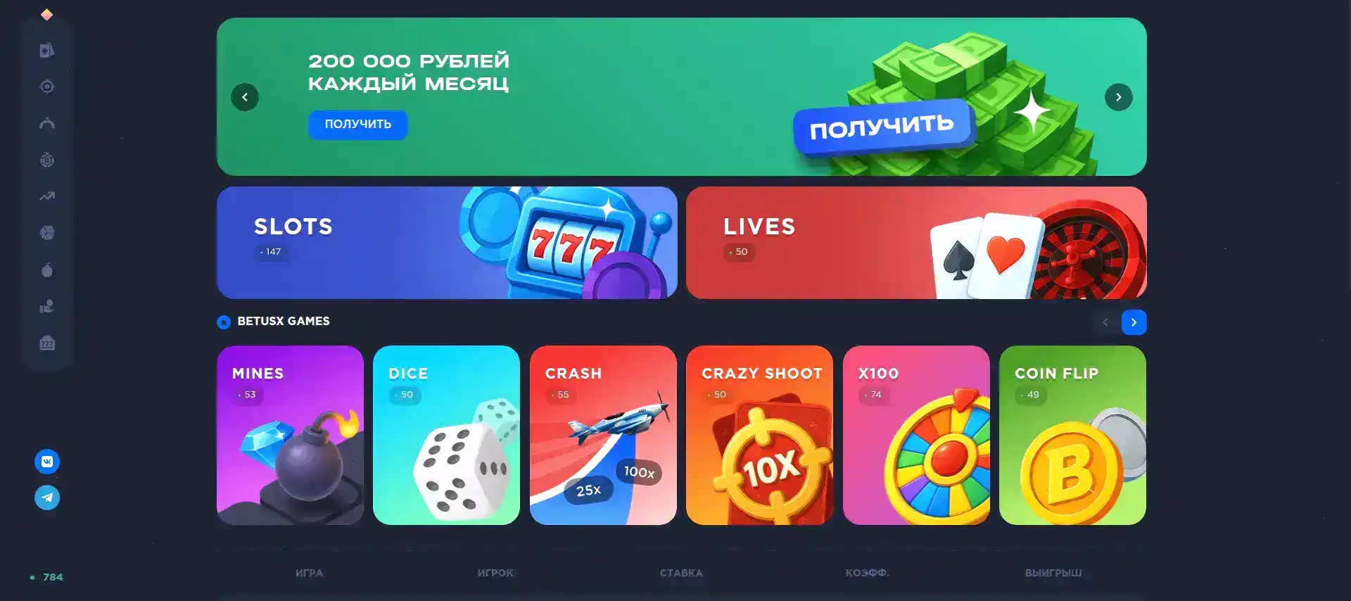 турнирная таблица казино ВинГрам